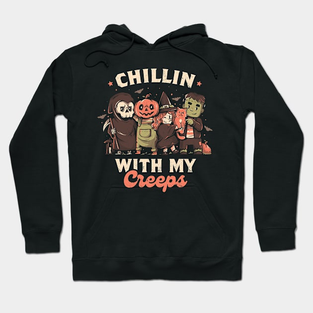 Chilling With My Creeps - Cute Funny Evil Halloween Gift Hoodie by eduely